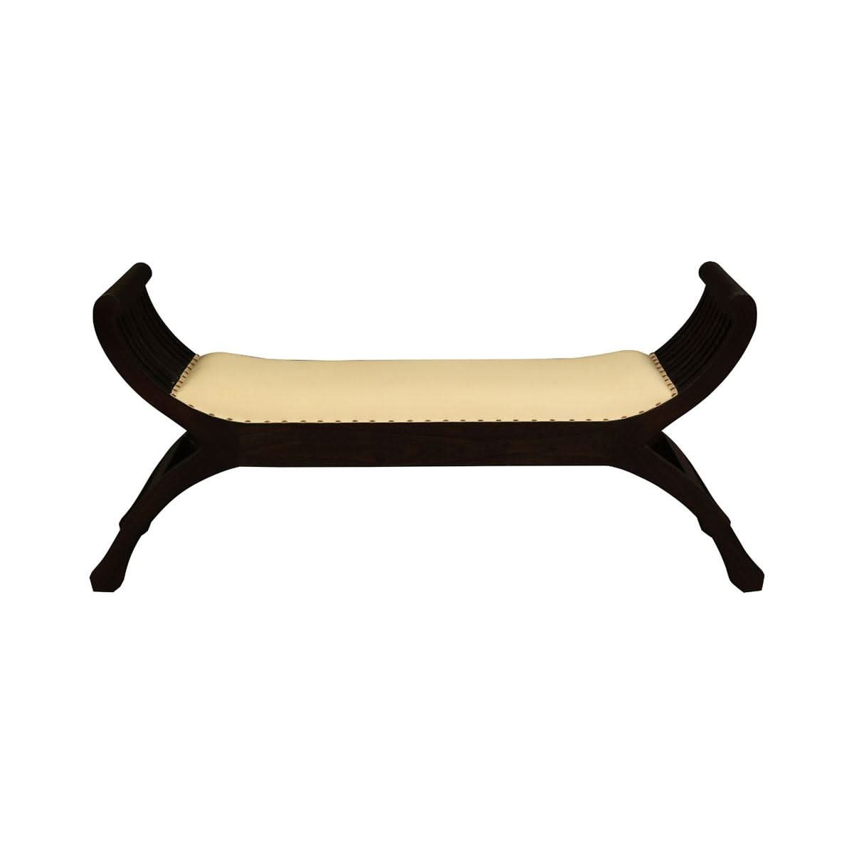 CHENGLEI OPIUM STYLE LEG 2-SEATER CUSHIONED BENCH IN CHOCOLATE - MyChocolateWood