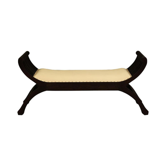 CHENGLEI OPIUM STYLE LEG 2-SEATER CUSHIONED BENCH IN CHOCOLATE - MyChocolateWood