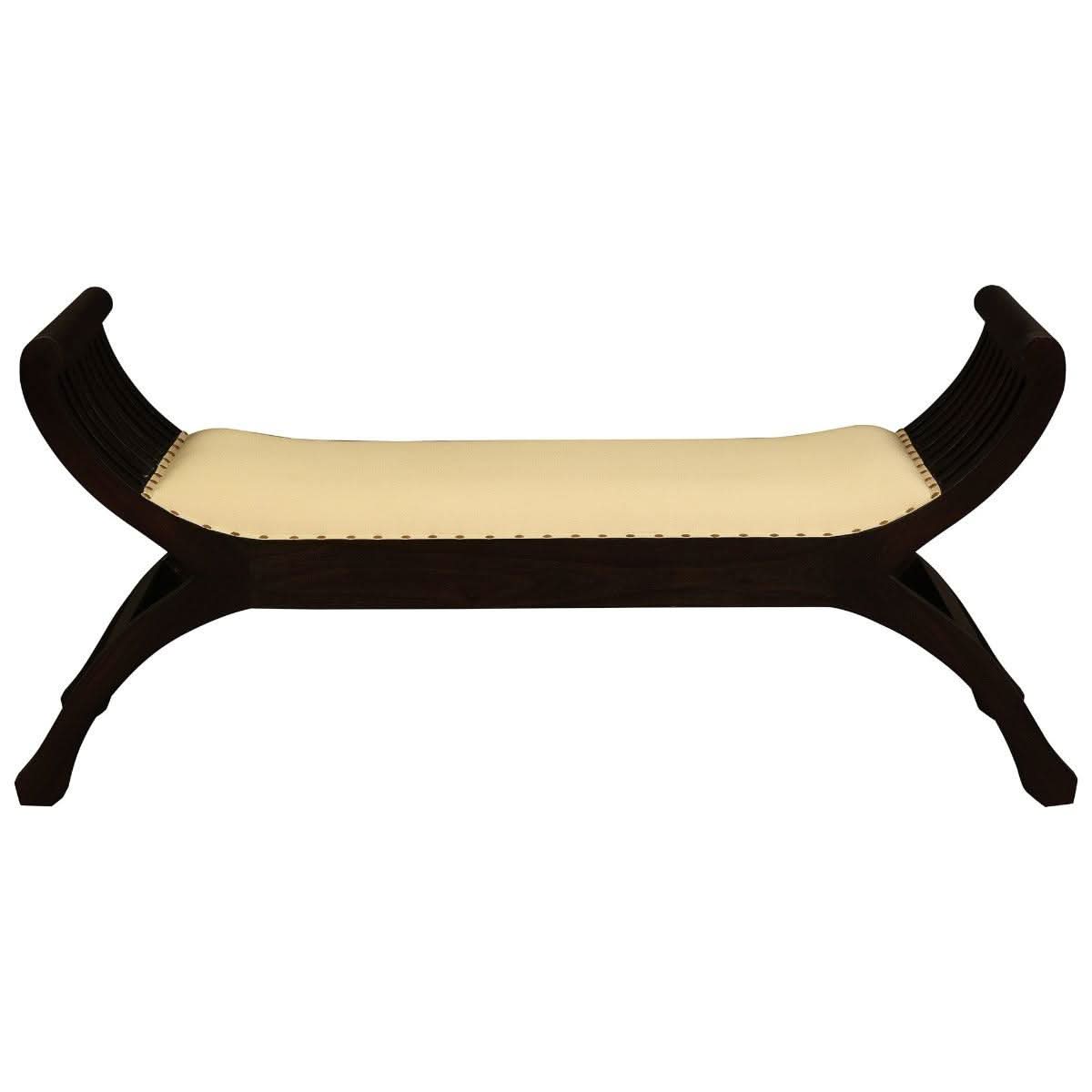 CHENGLEI OPIUM STYLE LEG 2-SEATER CUSHIONED BENCH IN CHOCOLATE - MyChocolateWood