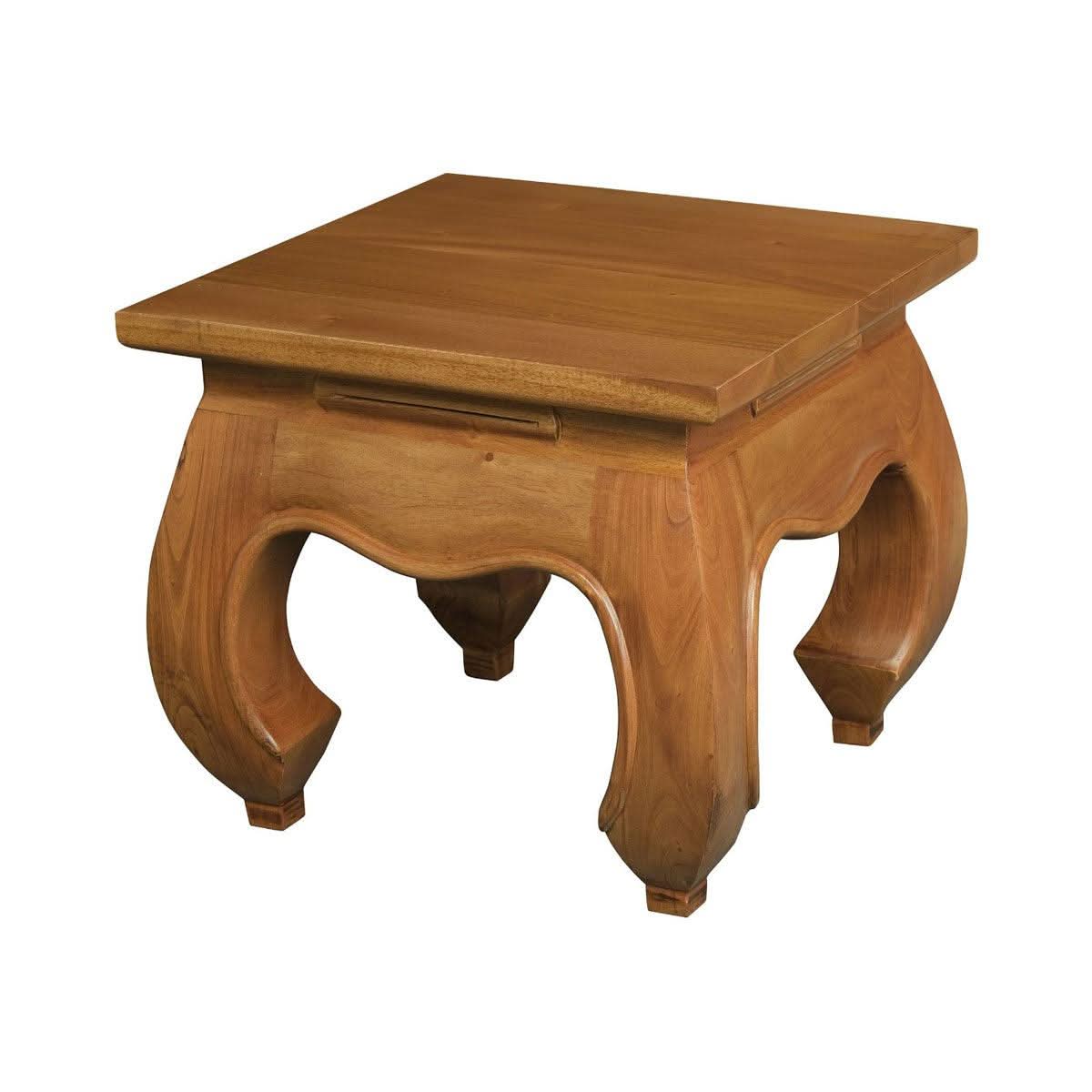 CHENGLEI OPIUM STYLE LEG LAMP SIDE TABLE IN LIGHT PECAN - MyChocolateWood