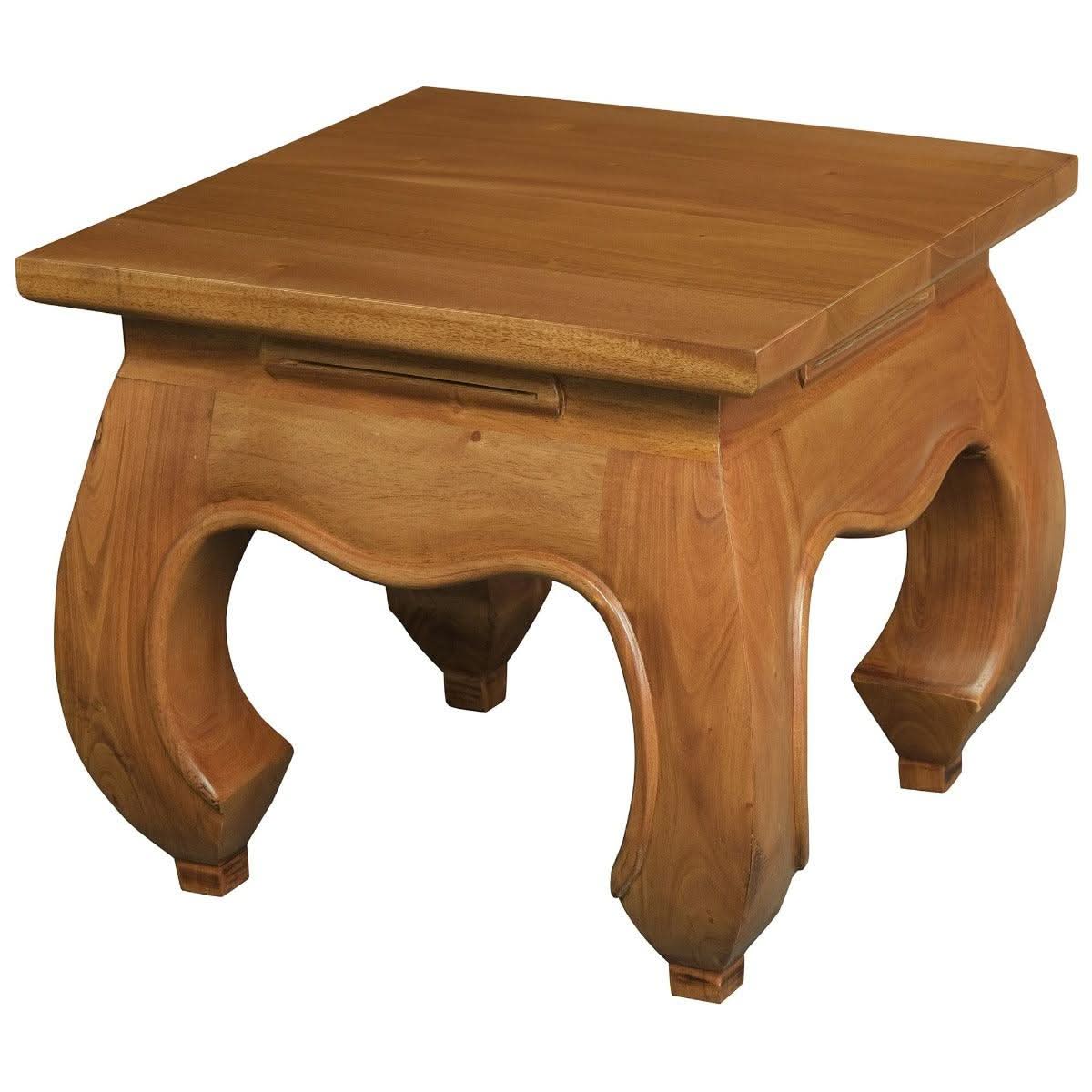 CHENGLEI OPIUM STYLE LEG LAMP SIDE TABLE IN LIGHT PECAN - MyChocolateWood