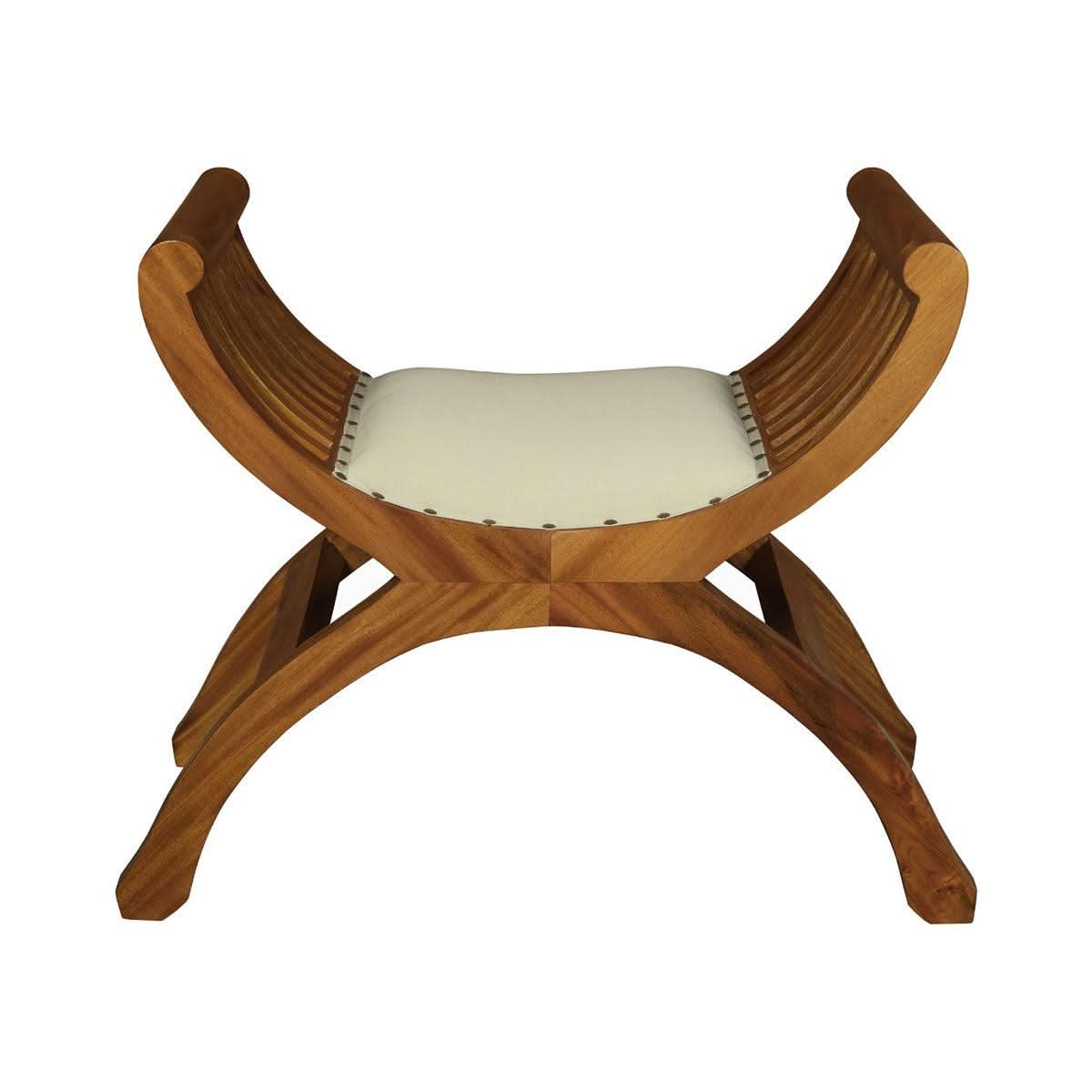 CHENGLEI OPIUM STYLE LEG SINGLE SEATER CUSHIONED BENCH IN LIGHT PECAN - MyChocolateWood