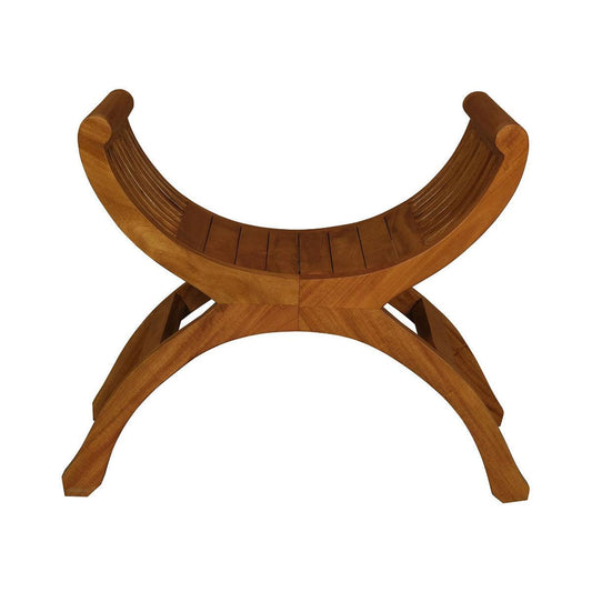 CHENGLEI OPIUM STYLE LEG SINGLE SEATER FULL TIMBER BENCH IN LIGHT PECAN - MyChocolateWood