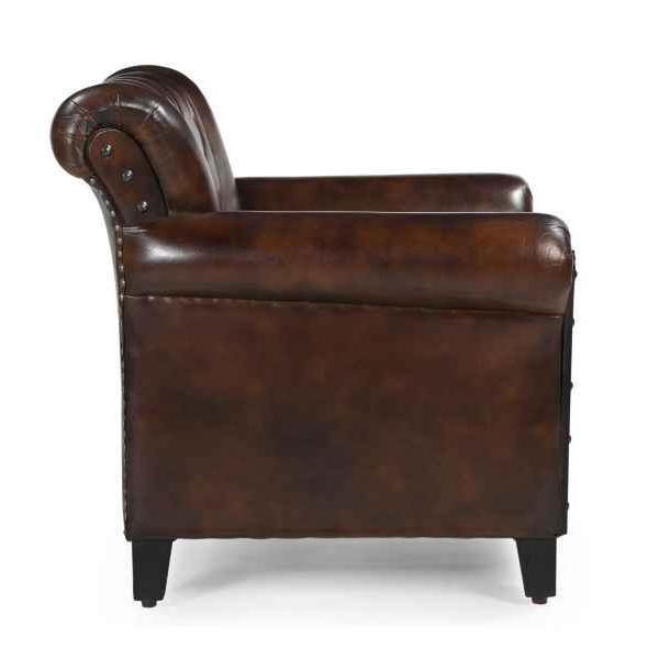 CHESTER STUDDED LEATHER ARMCHAIR - MyChocolateWood