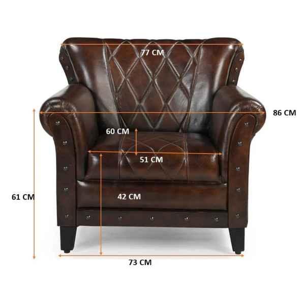 CHESTER STUDDED LEATHER ARMCHAIR - MyChocolateWood