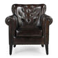 CHESTERFIELD CHOCOLATE LEATHER ARMCHAIR/WINGBACK CHAIR WITH STUDS - MyChocolateWood