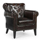 CHESTERFIELD CHOCOLATE LEATHER ARMCHAIR/WINGBACK CHAIR WITH STUDS - MyChocolateWood
