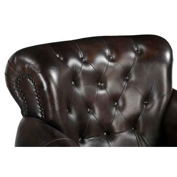 CHESTERFIELD CHOCOLATE LEATHER ARMCHAIR/WINGBACK CHAIR WITH STUDS - MyChocolateWood