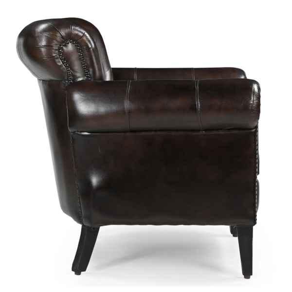 CHESTERFIELD CHOCOLATE LEATHER ARMCHAIR/WINGBACK CHAIR WITH STUDS - MyChocolateWood