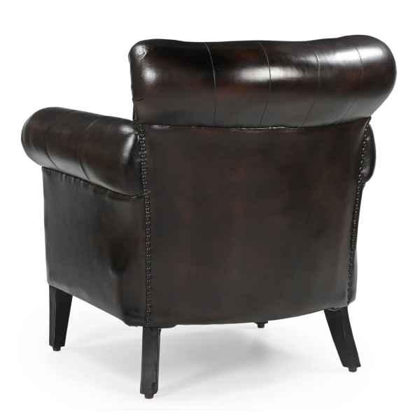 CHESTERFIELD CHOCOLATE LEATHER ARMCHAIR/WINGBACK CHAIR WITH STUDS - MyChocolateWood