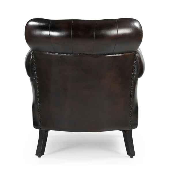 CHESTERFIELD CHOCOLATE LEATHER ARMCHAIR/WINGBACK CHAIR WITH STUDS - MyChocolateWood