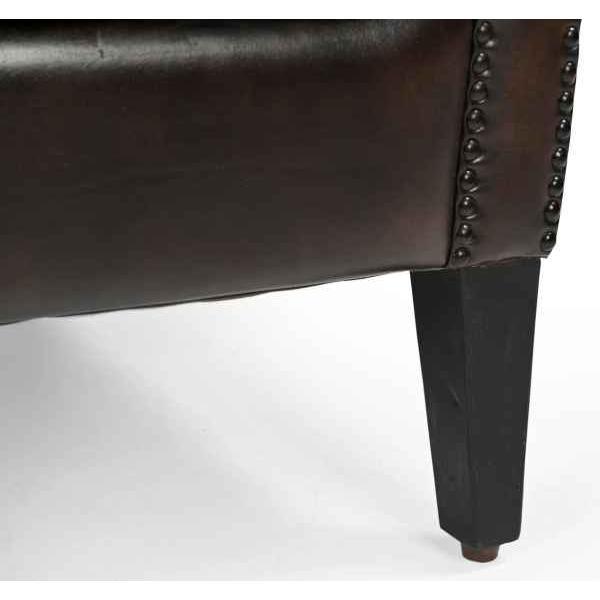 CHESTERFIELD CHOCOLATE LEATHER ARMCHAIR/WINGBACK CHAIR WITH STUDS - MyChocolateWood