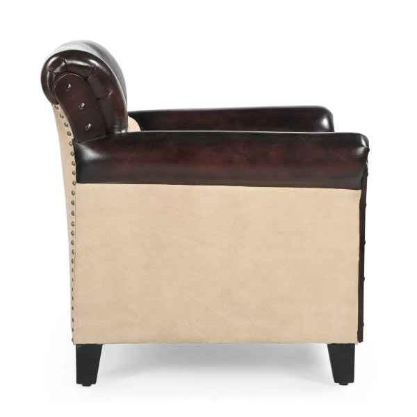 CHESTERFIELD STYLE CHARLESTON POLO ARMCHAIR REAL LEATHER LIVING ROOM CHAIR - MyChocolateWood