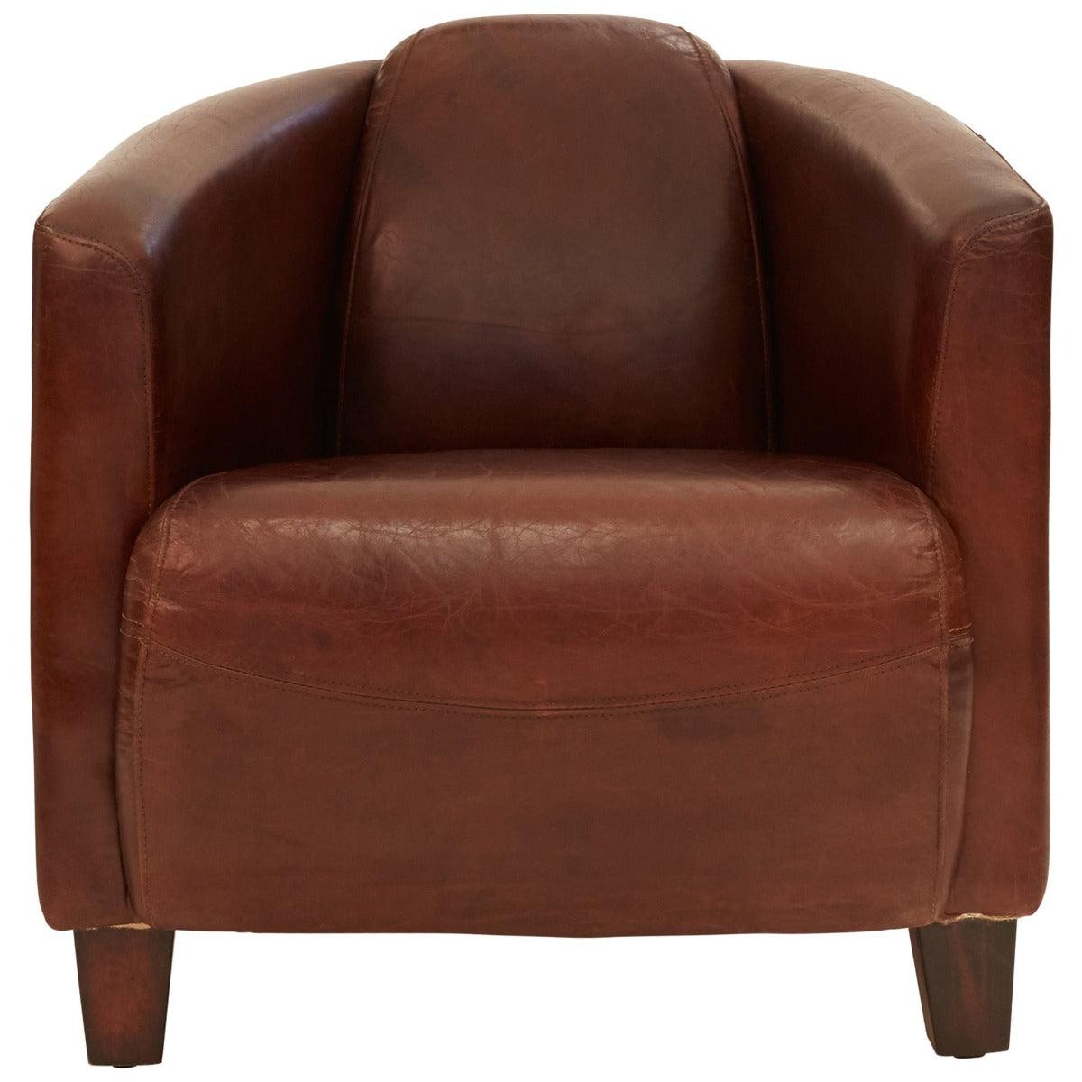 CHESWICK AGED LEATHER ARMCHAIR VINTAGE BROWN - MyChocolateWood