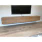 CLAUDE SOLID AMERICAN OAK TV/ENTERTAINMENT UNIT 2 DRAWERS & CENTER DROP DOWN - MyChocolateWood