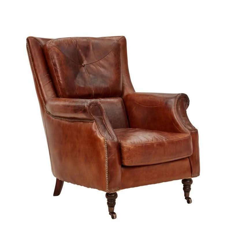CLEOPATRA AGED LEATHER ARM CHAIR - MyChocolateWood