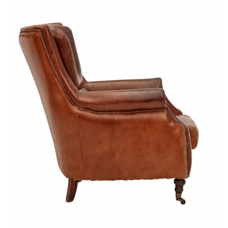 CLEOPATRA AGED LEATHER ARM CHAIR - MyChocolateWood