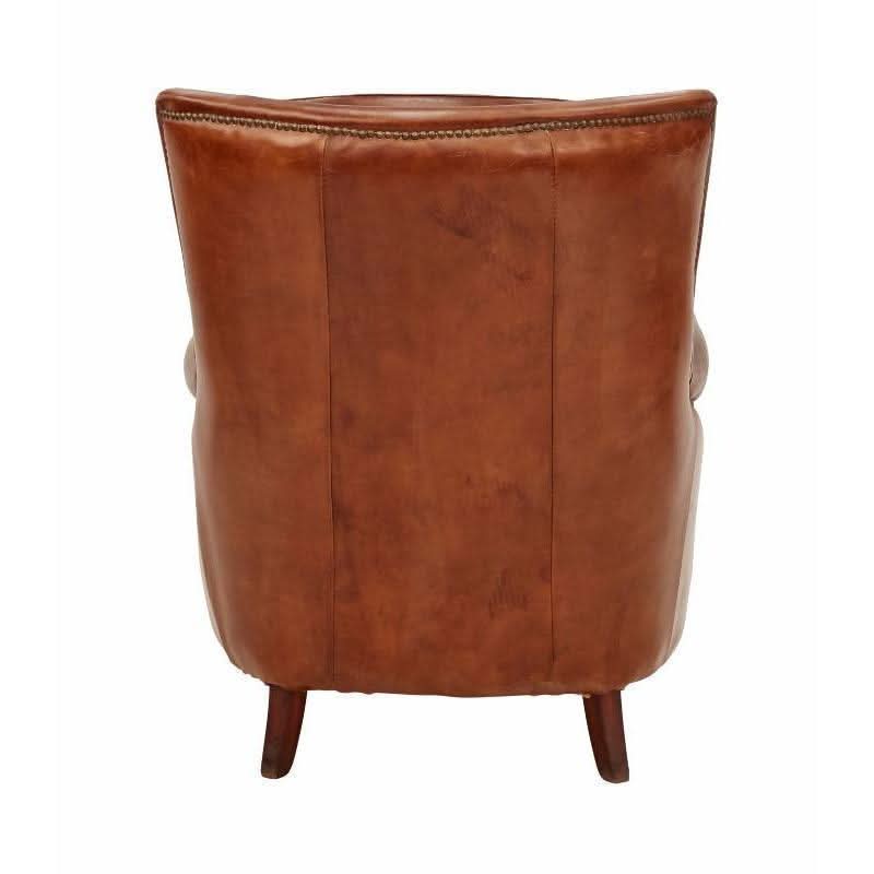 CLEOPATRA AGED LEATHER ARM CHAIR - MyChocolateWood