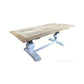 CLIFTON RUSTIC RECYCLED ELM DINING TABLE HAMPTONS STYLE 250CM - NATURAL DRIFTWOOD TOP/WHITE PEDESTAL - MyChocolateWood