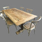 CLIFTON RUSTIC RECYCLED ELM DINING TABLE HAMPTONS STYLE + 6 MELRSOE CROSS BACK DINING CHAIR IN NATURAL DRIFTWOOD - MyChocolateWood