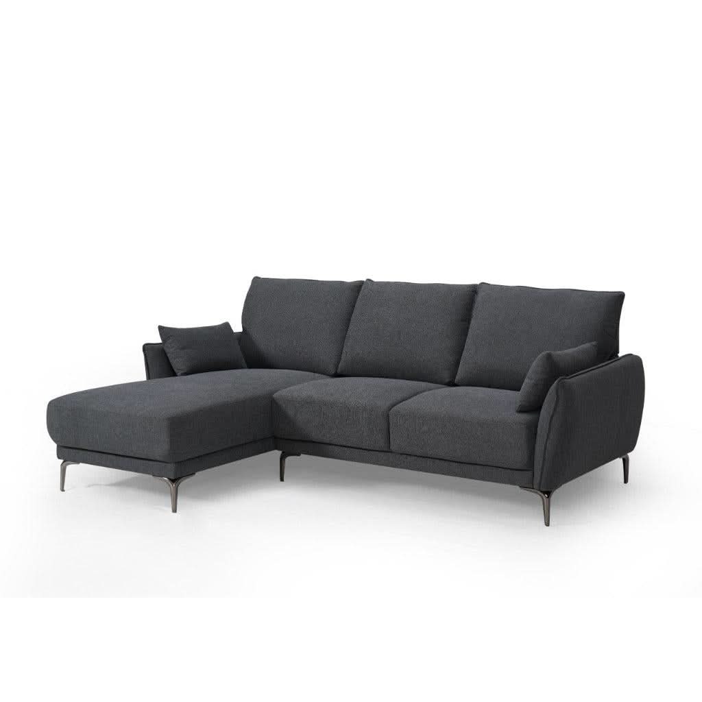 COLBERT FABRIC 2-SEATER SOFA LOUNGE WITH LHF CHAISE GREY - MyChocolateWood