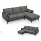 COLBERT FABRIC 2-SEATER SOFA LOUNGE WITH LHF CHAISE GREY - MyChocolateWood