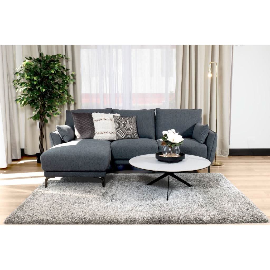 COLBERT FABRIC 2-SEATER SOFA LOUNGE WITH RHF CHAISE GREY - MyChocolateWood