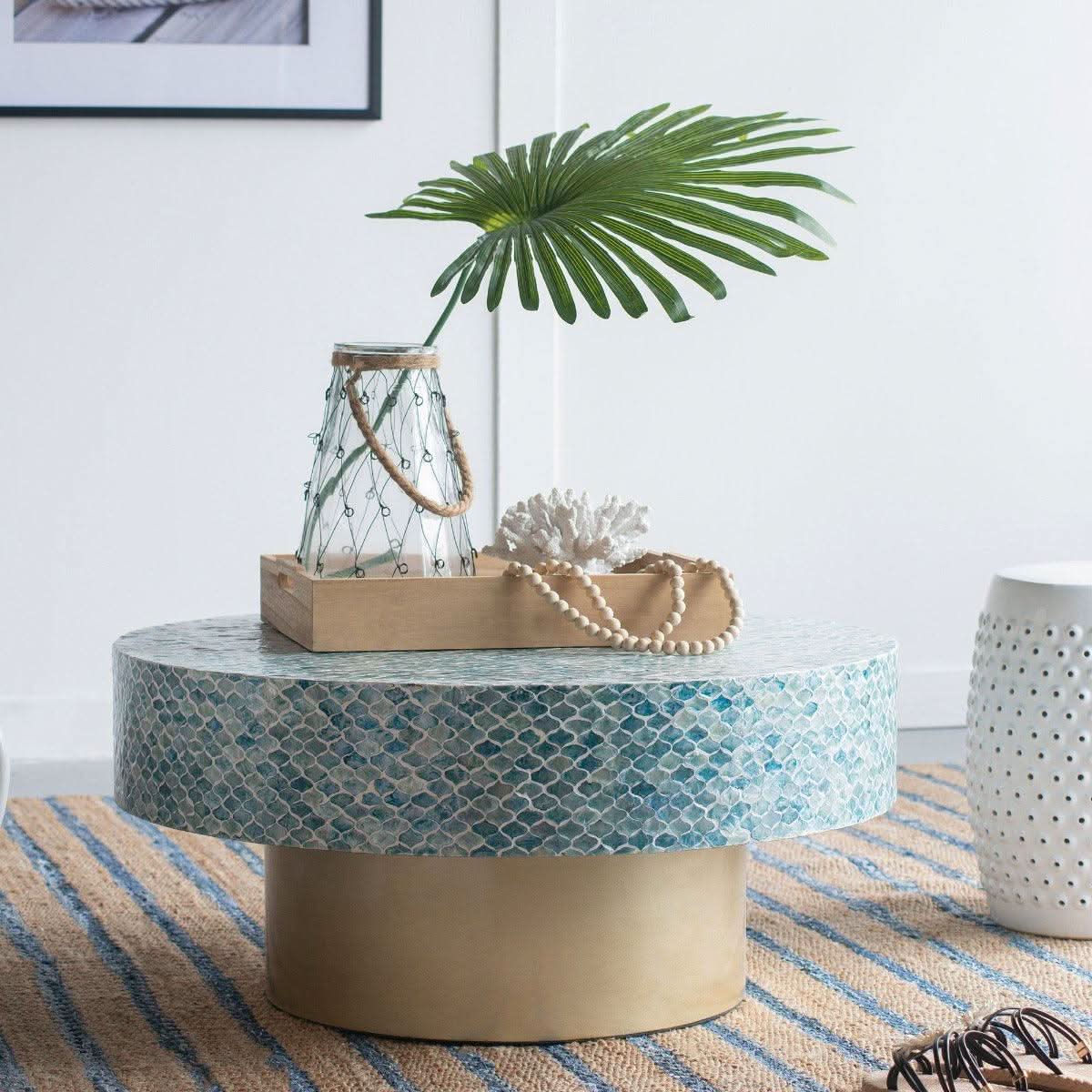 CONCH ROUND SHELL COFFEE TABLE - MyChocolateWood