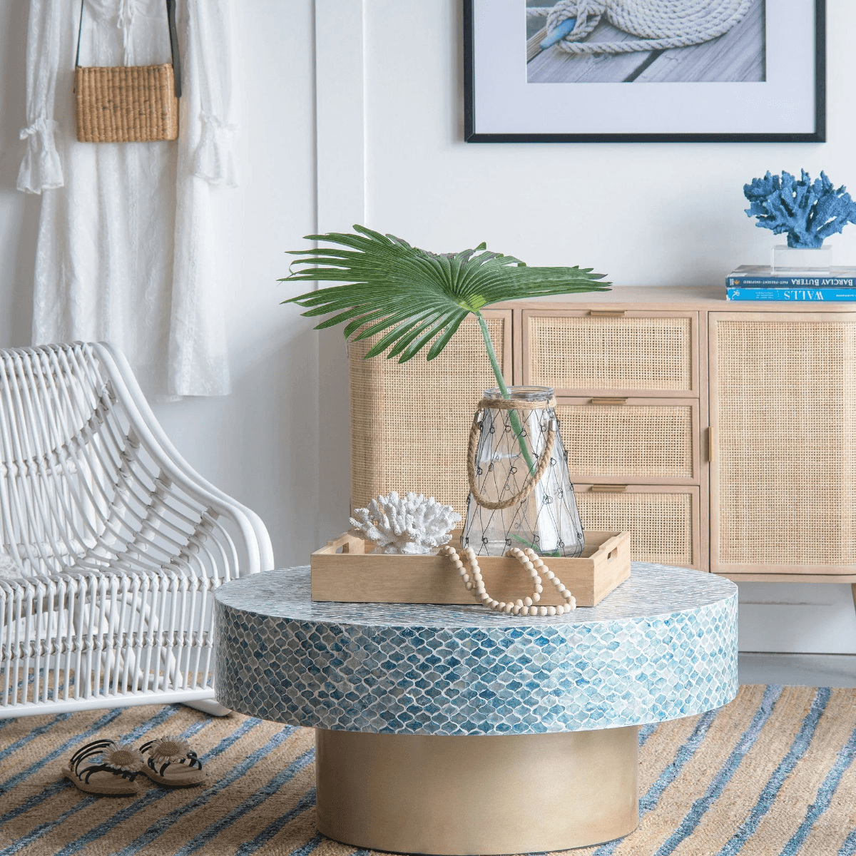 CONCH ROUND SHELL COFFEE TABLE - MyChocolateWood