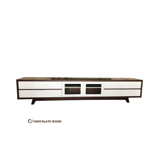 COPENHAGEN LOWLINE/TV/ENTERTAINMENT UNIT 4 DRAWERS 2 DOORS IN SOLID TASSIE OAK AUSTRALIAN CUSTOM MADE - MyChocolateWood