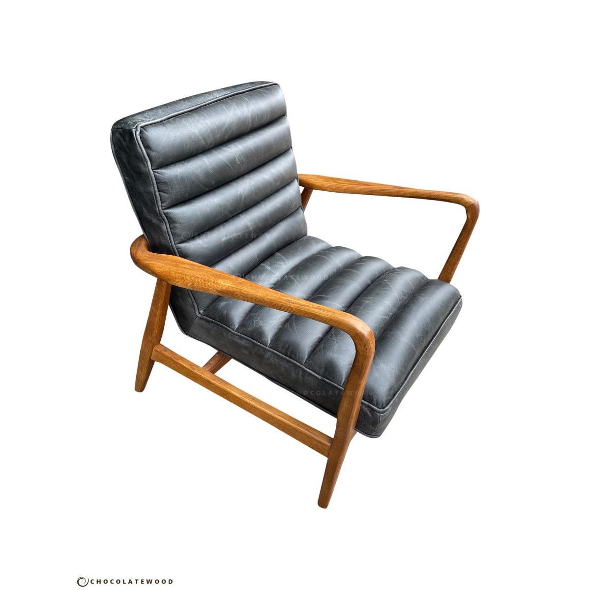 COPLAND ARMCHAIR IN DISTRESSED ESPRESSO LEATHER - MyChocolateWood