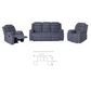 COURTNAY FABRIC 3-SEATER + 2-SINGLE ARMCHAIR RECLINERS LOUNGE SUITE MEDIUM - MyChocolateWood