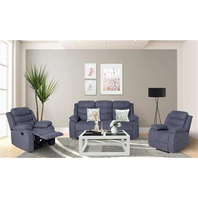 COURTNAY FABRIC 3-SEATER + 2-SINGLE ARMCHAIR RECLINERS LOUNGE SUITE MEDIUM - MyChocolateWood