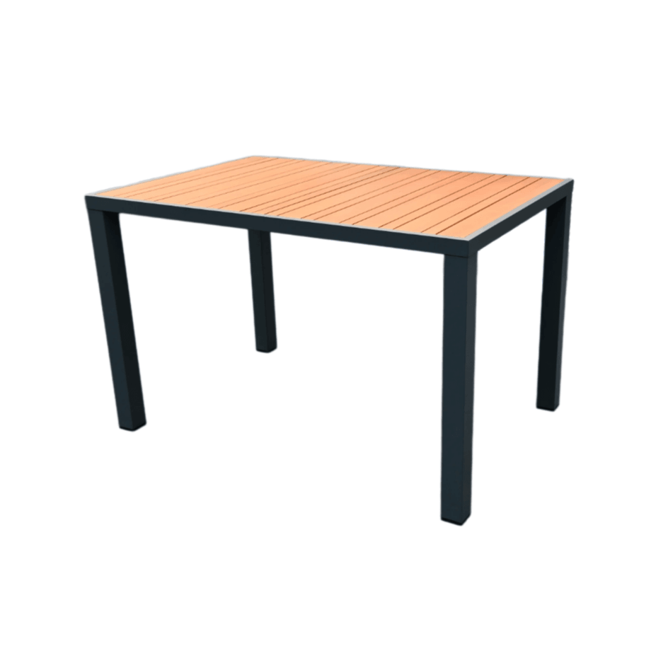 CREWE DINING TABLE IN ALUMINIUM/ECUALYPTUS 120CM - MyChocolateWood