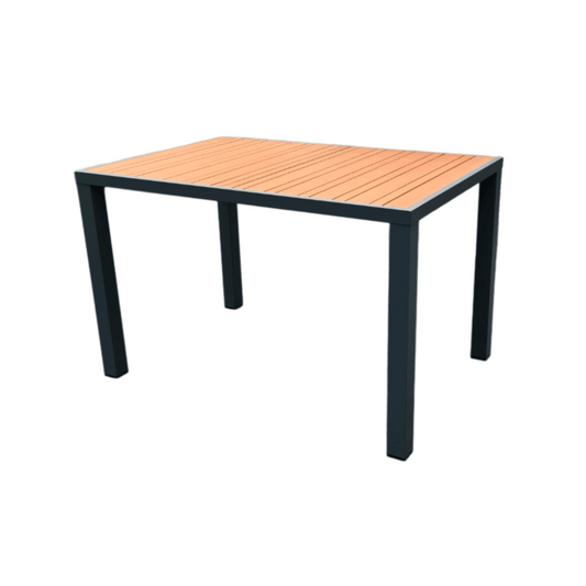 CREWE DINING TABLE IN ALUMINIUM/ECUALYPTUS 120CM - MyChocolateWood