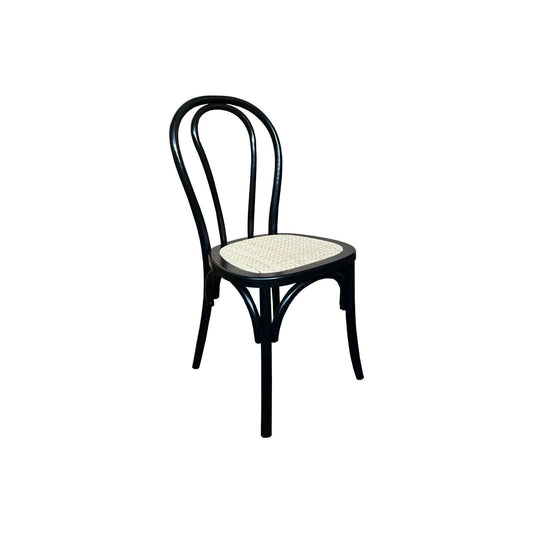 CRISTO BENTWOOD DINING CHAIR BLACK WITH RATTAN SEAT (NON-STACKABLE) - MyChocolateWood