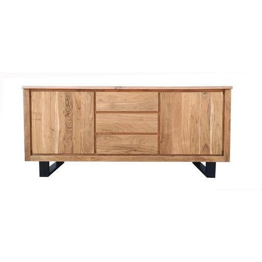 CRISTO MK2 SOLID ACACIA TIMBER SIDEBOARD/BUFFET W/METAL LEGS NATURAL 166 CM