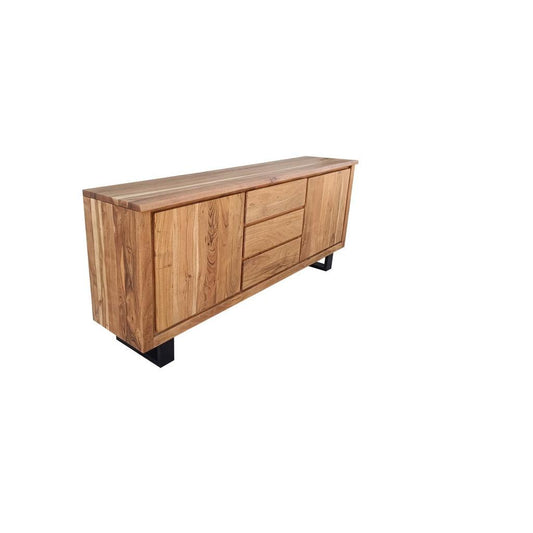 CRISTO MK2 SOLID ACACIA TIMBER SIDEBOARD/BUFFET W/METAL LEGS NATURAL 166 CM
