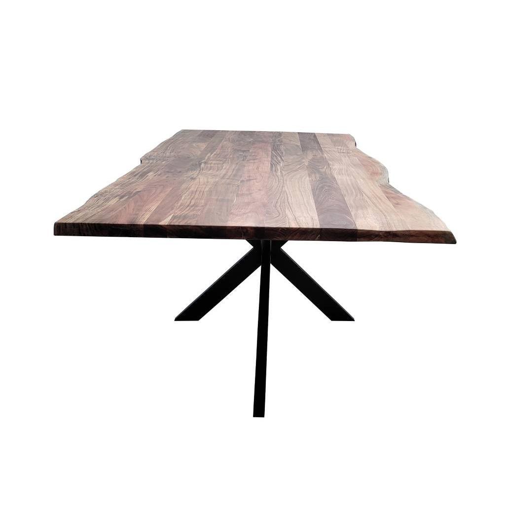 CRISTO NATURAL SOLID ACACIA TIMBER DINING TABLE/METAL LEGS INDUSTRIAL 210 CM - MyChocolateWood