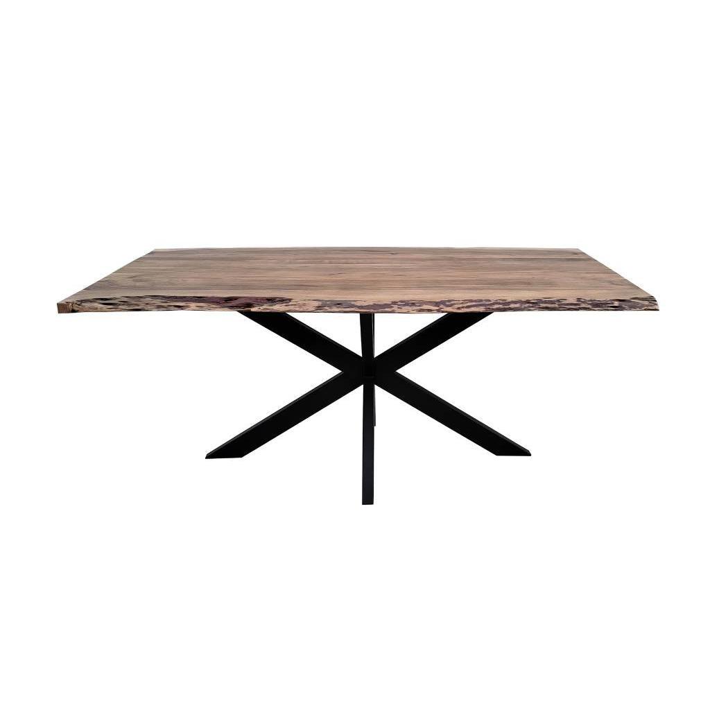 CRISTO NATURAL SOLID ACACIA TIMBER DINING TABLE WITH METAL LEGS INDUSTRIAL 180 CM - MyChocolateWood