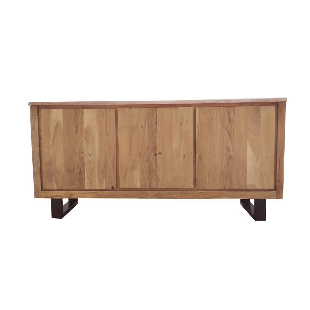 CRISTO SOLID ACACIA TIMBER SIDEBOARD/BUFFET W/METAL LEGS NATURAL 166 CM - MyChocolateWood