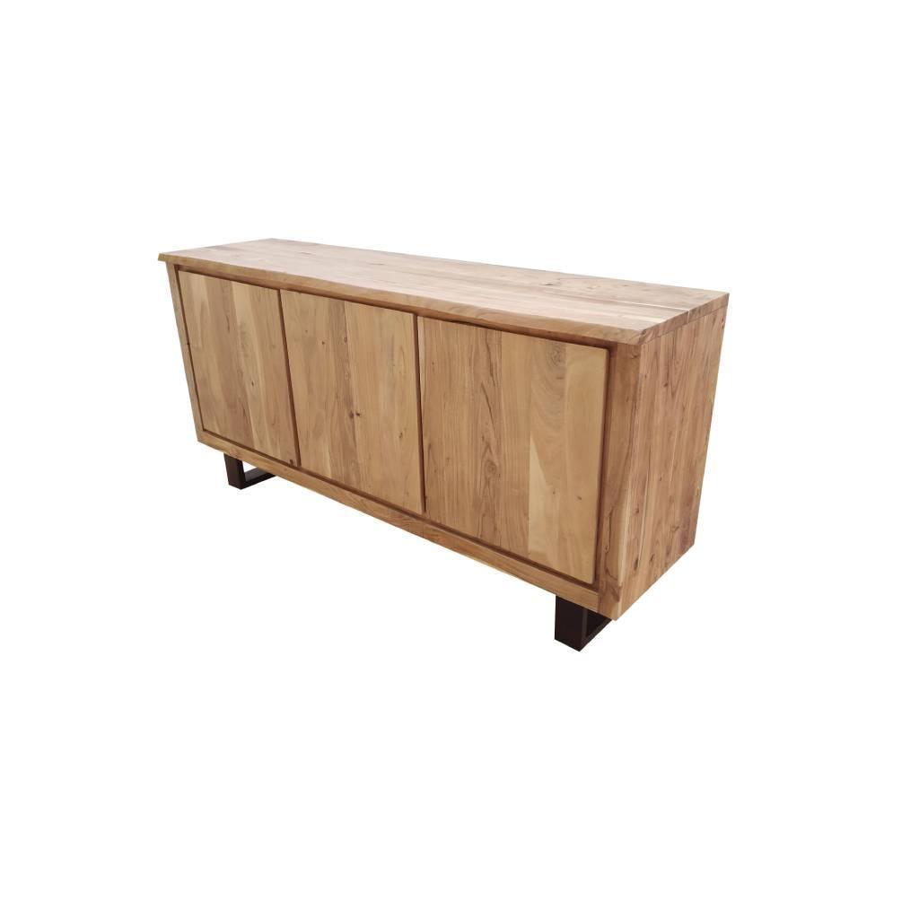 CRISTO SOLID ACACIA TIMBER SIDEBOARD/BUFFET W/METAL LEGS NATURAL 166 CM - MyChocolateWood