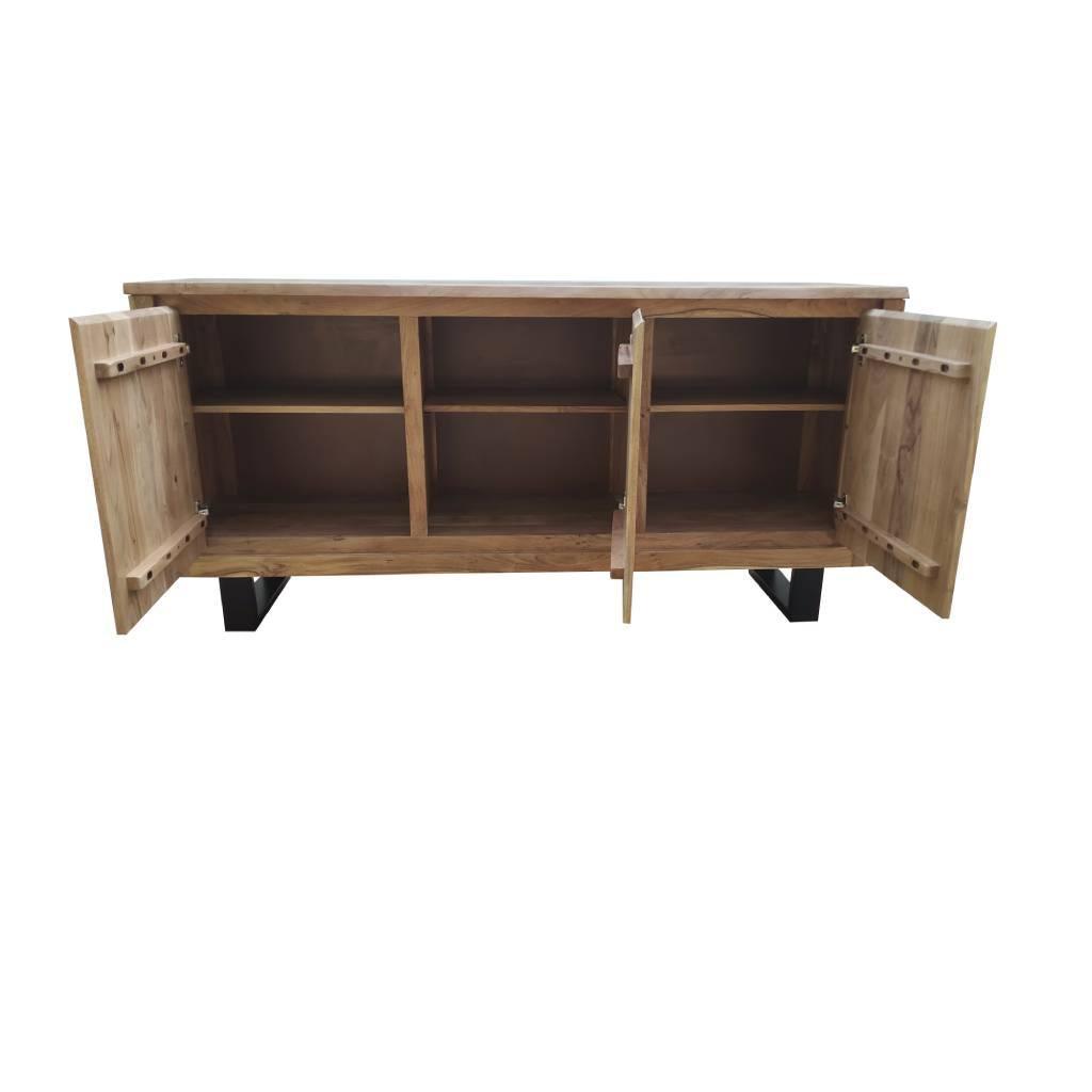 CRISTO SOLID ACACIA TIMBER SIDEBOARD/BUFFET W/METAL LEGS NATURAL 166 CM - MyChocolateWood