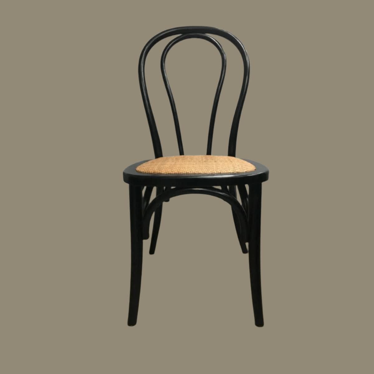 CRISTO STACKABLE BLACK BENTWOOD DINING CHAIR WITH RATTAN SEAT - MyChocolateWood