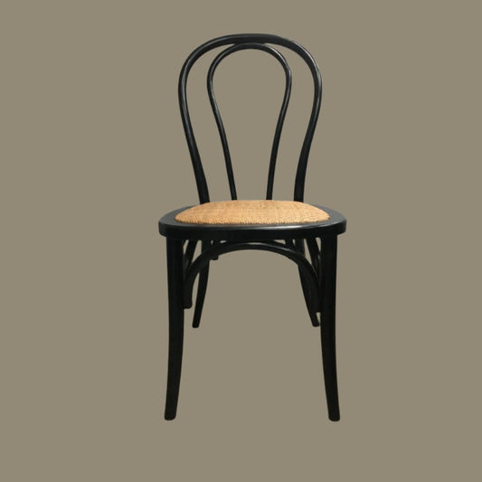 CRISTO STACKABLE BLACK BENTWOOD DINING CHAIR WITH RATTAN SEAT - MyChocolateWood
