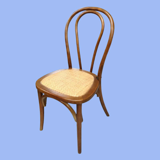 CRISTO STACKABLE BROWN BENTWOOD DINING CHAIR WITH RATTAN SEAT - MyChocolateWood