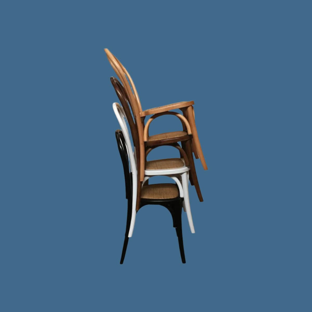 CRISTO STACKABLE BROWN BENTWOOD DINING CHAIR WITH RATTAN SEAT - MyChocolateWood