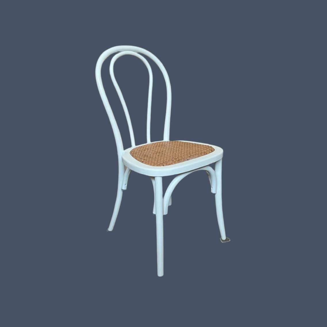 CRISTO STACKABLE WHITE BENTWOOD DINING CHAIR WITH RATTAN SEAT - MyChocolateWood