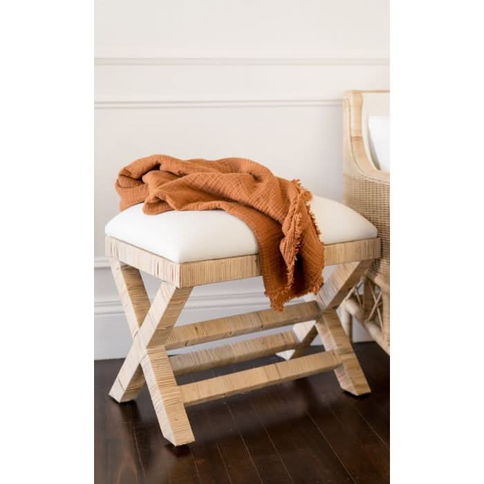 CROZAT MAHOGANY/RATTAN BENCH NATURAL SMALL - MyChocolateWood