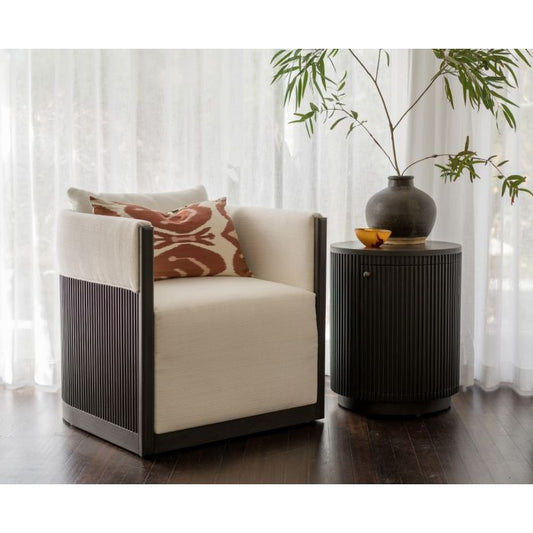 CRUZ SWIVEL CHAIR ARMCHAIR MAHOGANY FRAME GREY OAK COLOUR